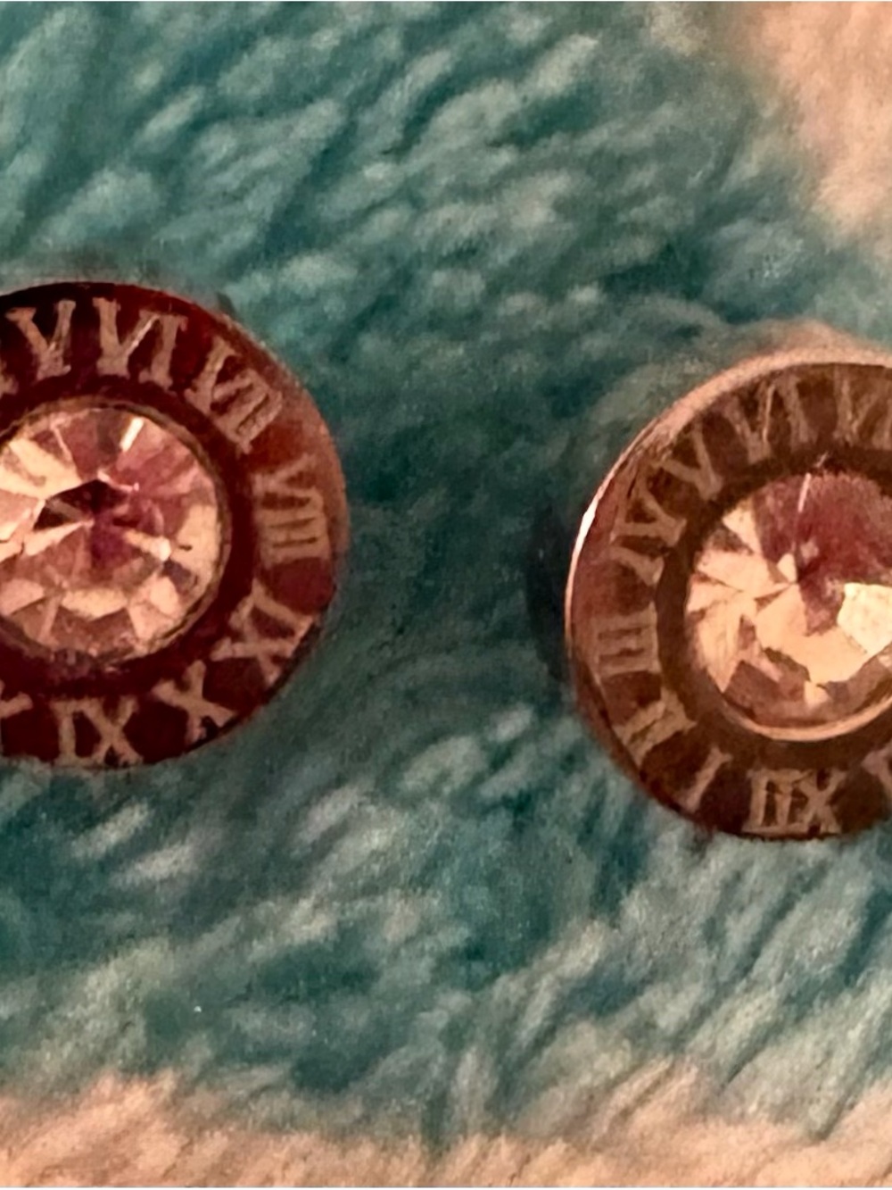 Crystal Roman Numeral Stud Earrings - Silver Stainless Steel